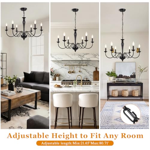 28" Farmhouse Chandelier (Black / 6-light)