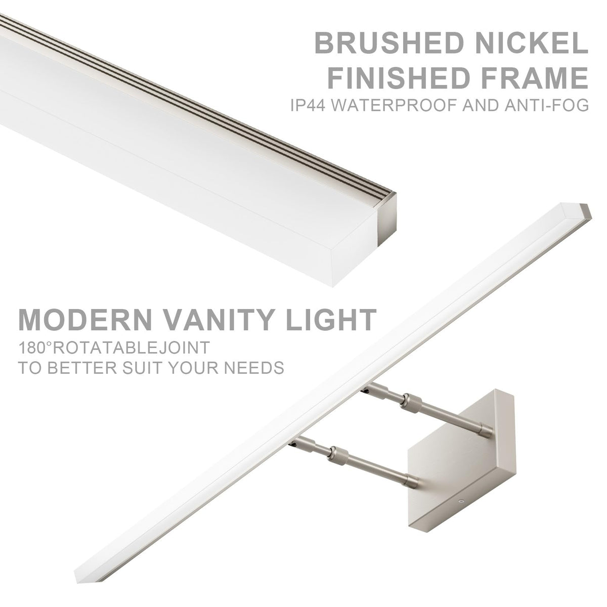 40 inch Modern Brushed Nickel Vanity Light Adjustable LED Bathroom Light Fixtures Over Mirror Rotatable Vanity Lighting 5500K (Brushed Nickel / 40 in)