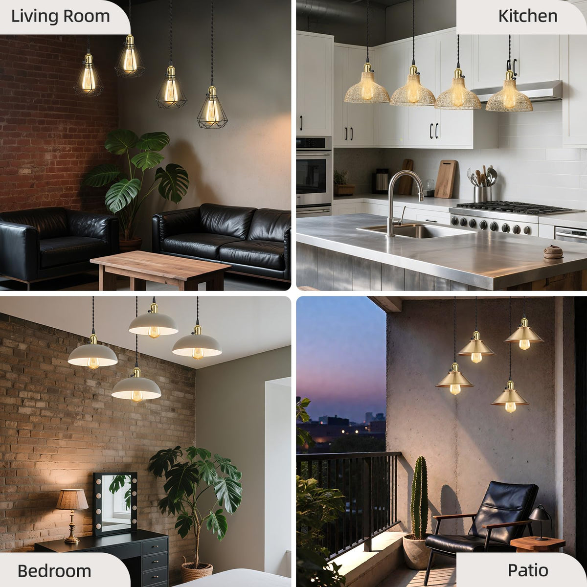 Plug in Pendant Light Cord Kit (Gold / 1 plug with 4 sockets)
