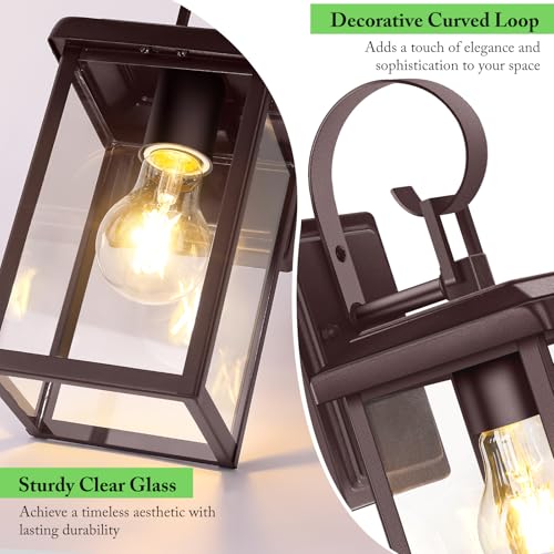 2 Pack Outdoor Wall Light Fixtures (Brown / 12.8")