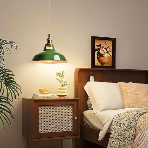 Plug in Pendant Light Hanging Lights with Plug in Cord Boho Hanging Lamp Gold Mid Century Modern Vintage Dimmable Green Plug in Chandelier Ceiling Fixture for Living Room (Pendant Light-28)