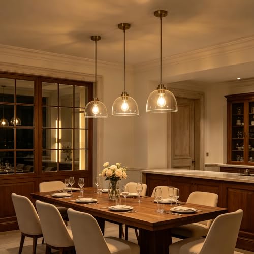 Glass Kitchen Island lighting 9" (Gold / 1 Light)