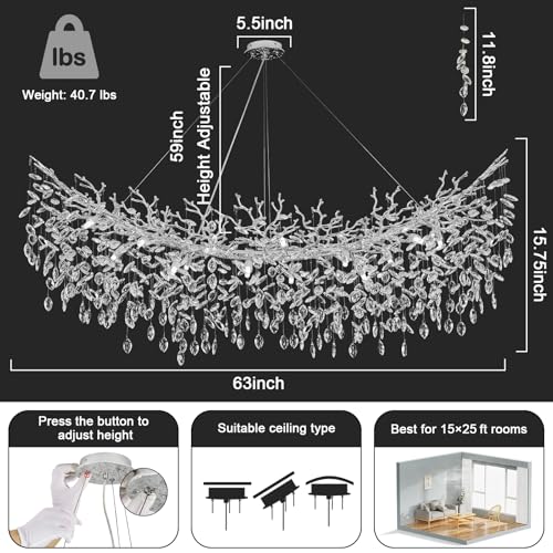 Modern Crystal Chandelier (Silver / A-L63 Inch)