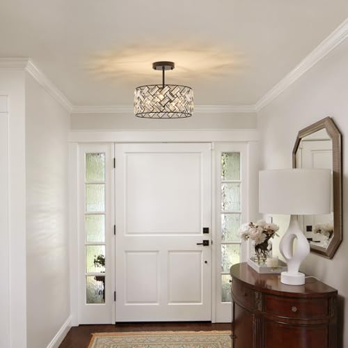 12" Black Crystal Chandelier 4 (Drum Black)