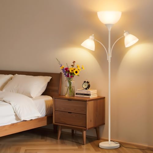 Torchiere Floor Lamps for Living Room (Rustic White)