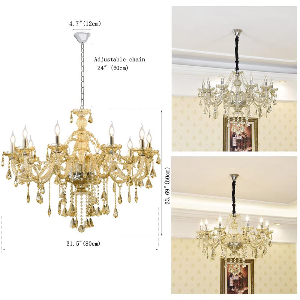 Cognac K9 Crystal Chandeliers Lighting Fixture 10 Lights (10 Lights)