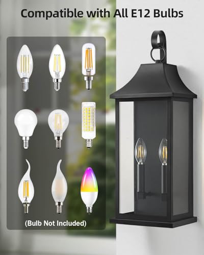 22" Large Outdoor Wall Lights (Black / 22 Inch)