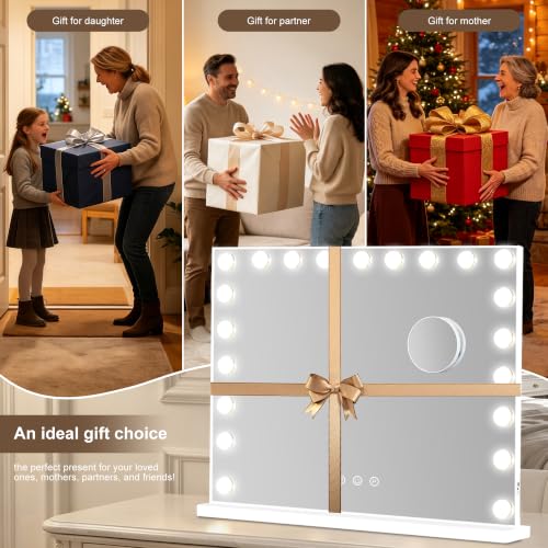 Vanity Mirror with Lights (White / 40"L x 30"W)
