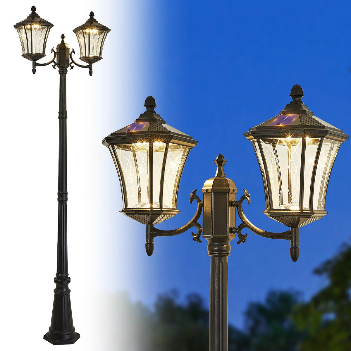 2 Head Outdoor Solar Lamp Post Lights with Waterproof (Xxl-2-s)