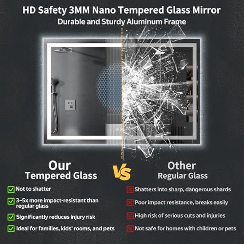 60"x40" LED Bathroom Mirror with Lights (Frontlit & Backlit / 60"L x 40"W)