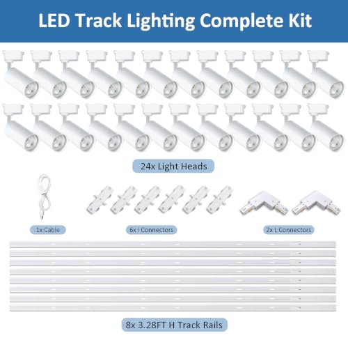 Plug in J&L Type LED Track Lighting Kits Dimmable Adjustable Angle Heads