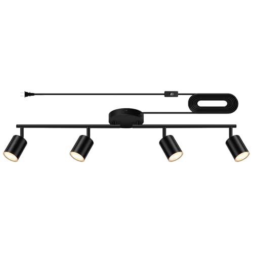 Plug in Track Lighting LED (4-Light Track Light(Black))