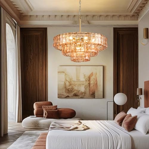 23in Large Chandelier Gold (Round Amber & Gold Chain / 23.6in)