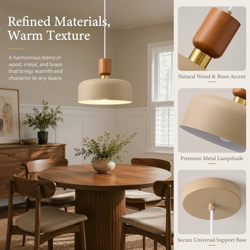 12" Mid Century Modern Pendant Lights Kitchen Island with Brown Metal Shade (Light Brown / 12 inches)