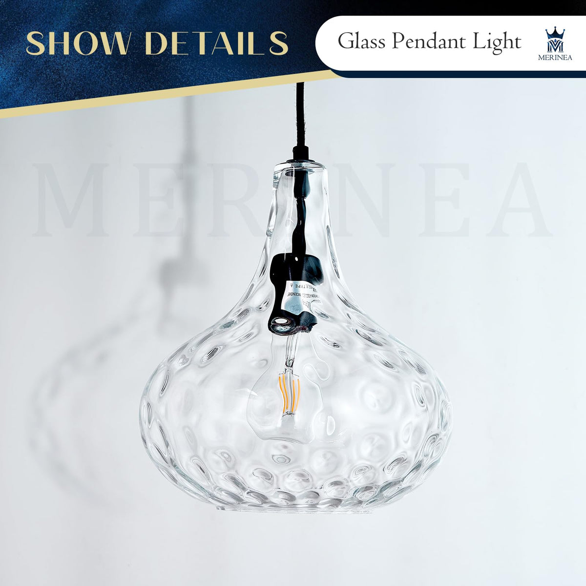 11" Black Hammered Glass Pendant Light (Black)