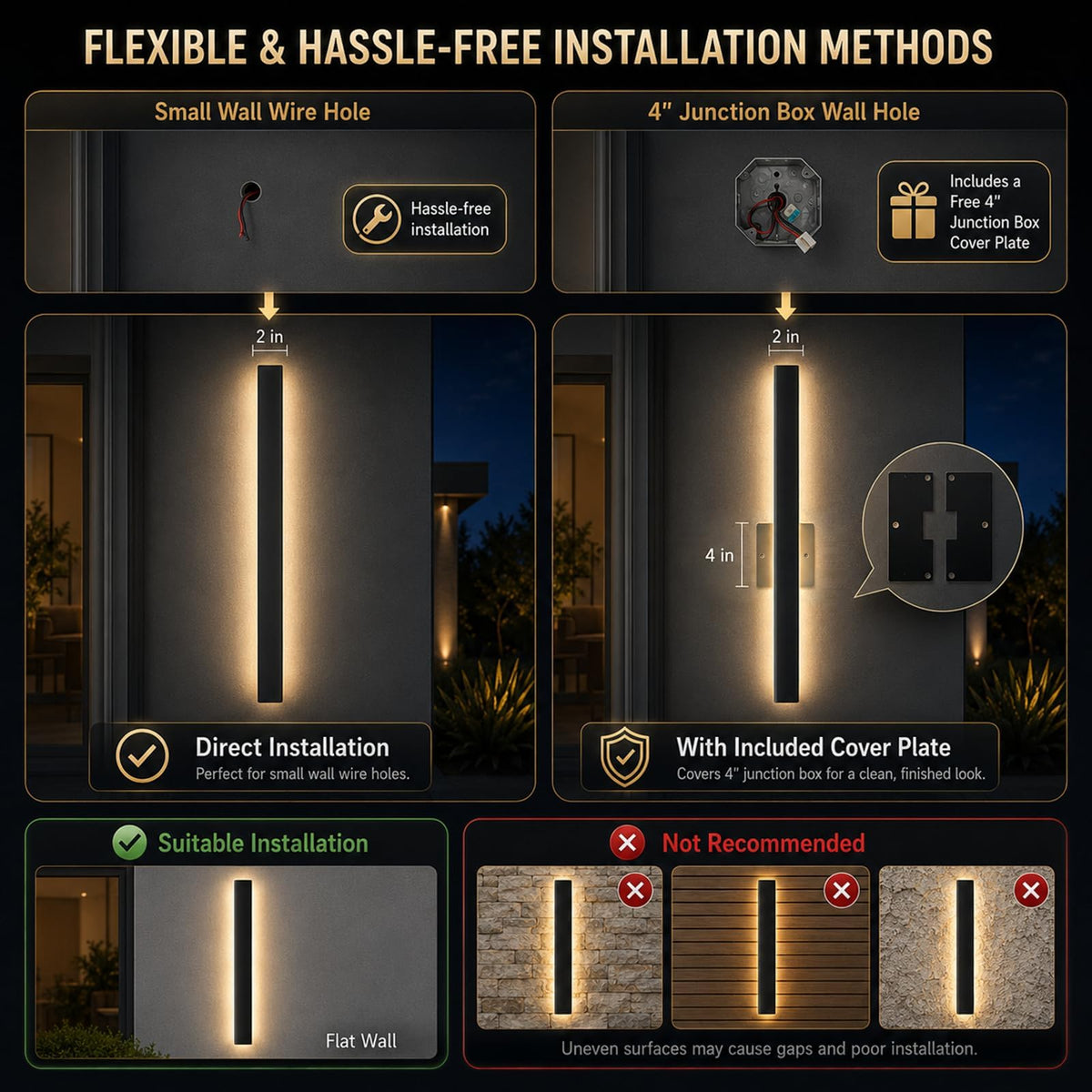 59 Inch Outdoor Wall Lights (3000K Warm Light / 1pack-59inch*2inch)