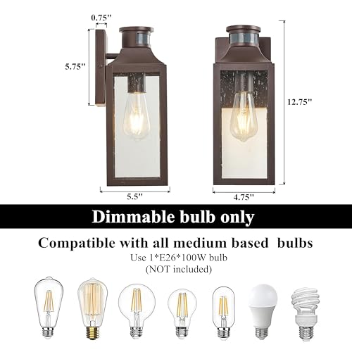 12.75" Bronze Motion Sensor Traditional Outdoor Light Fixture 1 Pack (Bronze / 1 Pack H12.75" Motion)