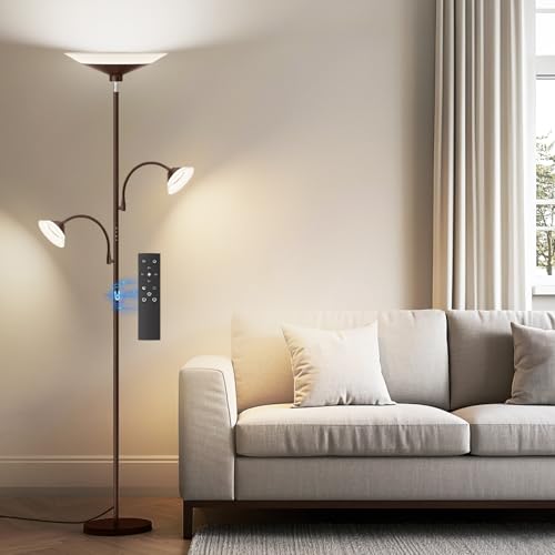 42W 3 Light Torchiere Floor Lamp (Brown)