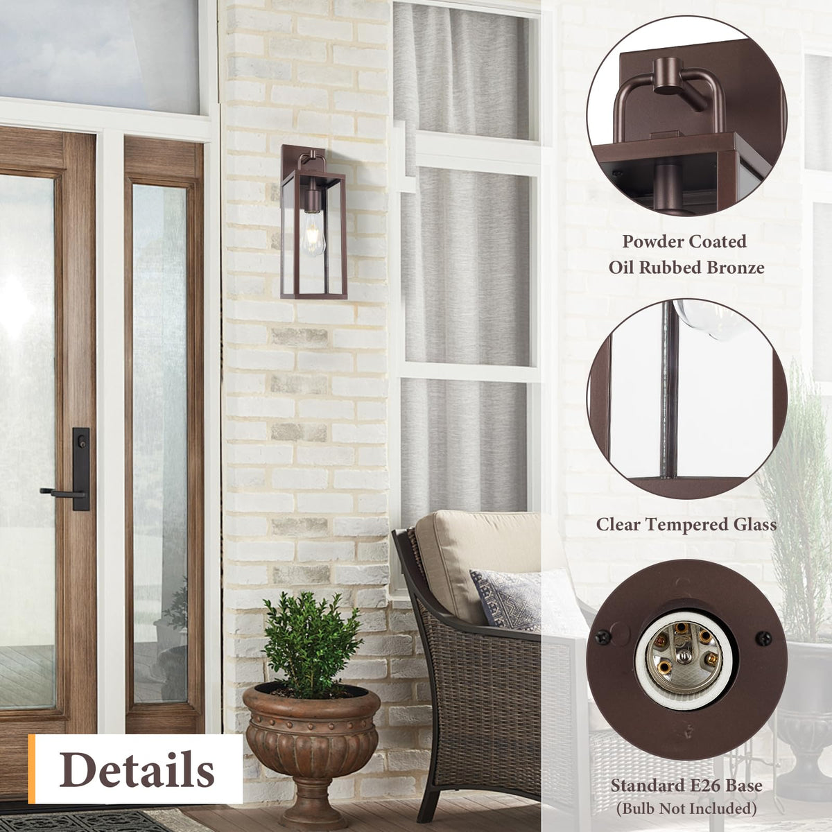 Outdoor Wall Sconce Lights (Oil-Rubbed Bronze / Small-2 Pack)