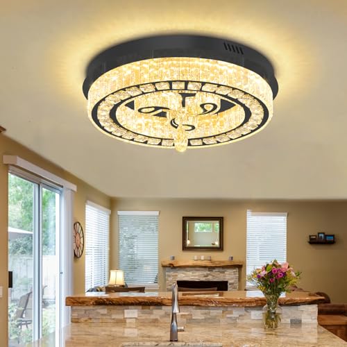 Modern Crystal Chandeliers for Dining Room Flush Mount Ceiling Chandelier for Living Room
