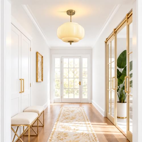 Vintage Milk Glass Pendant Lights (White-1 Pack / 13.7 inch)