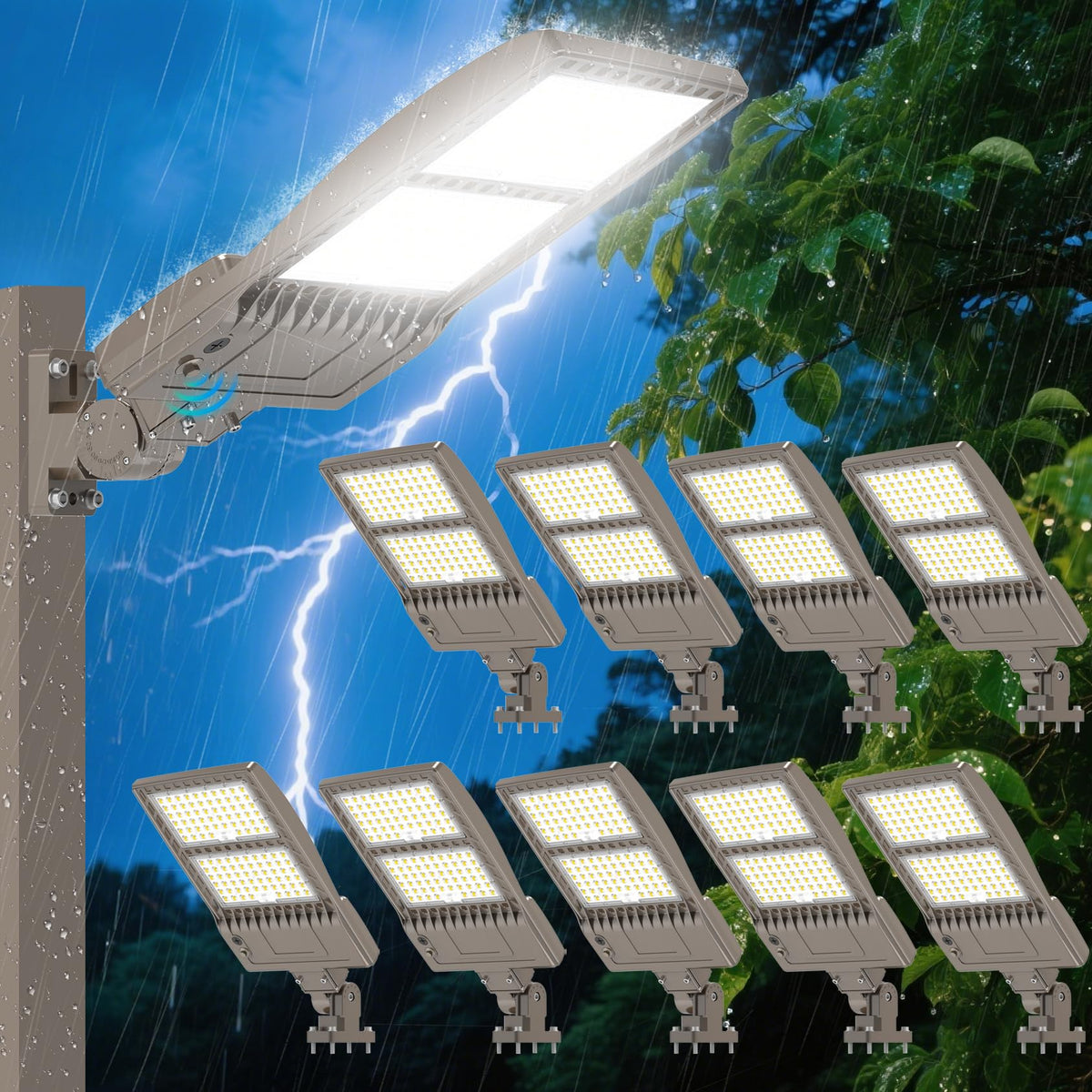 10Pack 400W LED Parking Lot Light Dusk to Dawn Photocell 60000LM UL ETL Listed Commercial Flood Light Adjustable Wattage IP65 5000K Outdoor Street Light Arm mount for Stadium Backyard 100 (400W)