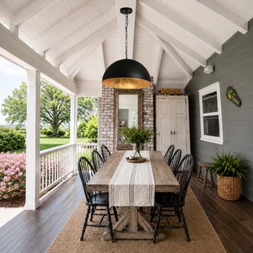23 Inch Large Black+Gold Pendant Light (Black+Gold / 23" Dome)