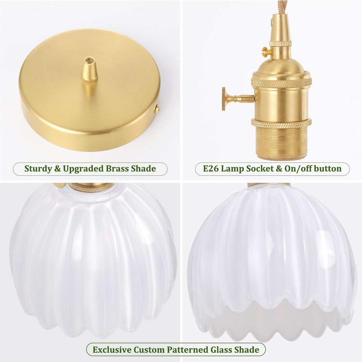 Pendant Light 2 Pack with White Tulip Glass Lmapshade (Tulip White)