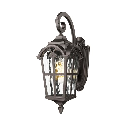 Outdoor Porch Lights (ORB - Water Ripple Glass / 17.5 Inch - No Function)