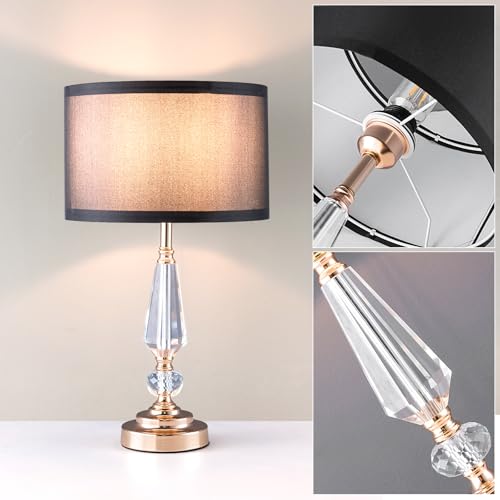 Crystal Table Lamp (Crystal pillar+Black)
