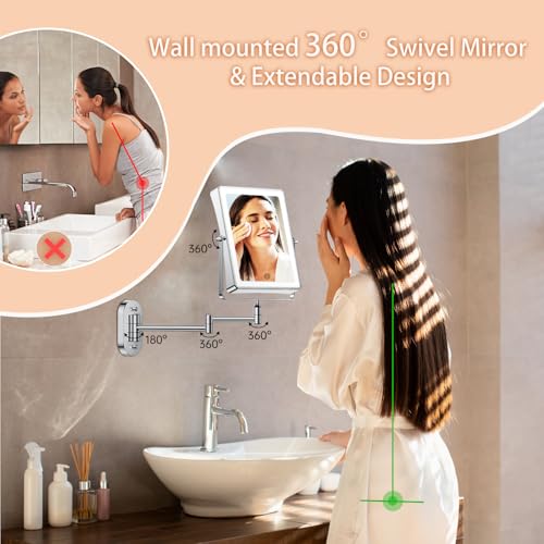 8.7" 5000mAh Rechargeable Wall Mounted Makeup Mirror (Chrome B)