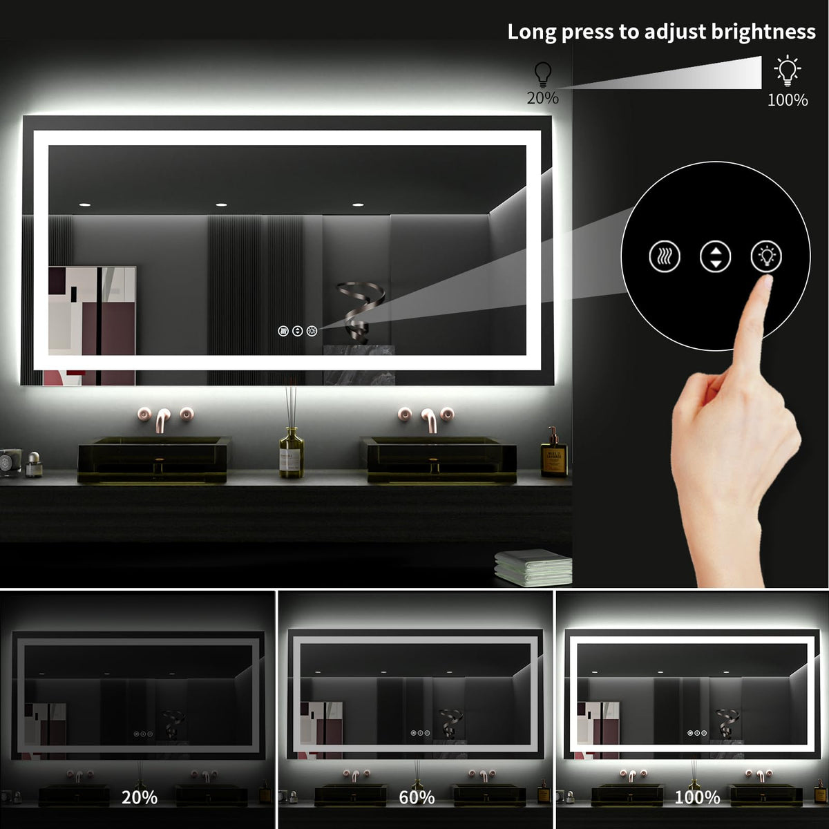 60"X36" LED Bathroom Mirror with Lights (Led / 36"L x 60"W)