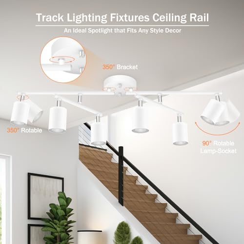 Track Lighting Fixture Ceiling (White / 29.9" 6 Light Track Light)