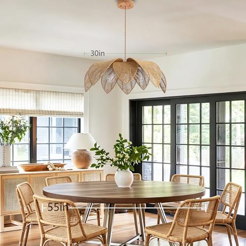 Adjustable Large Petal Rattan Chandelier (DW-007-4)