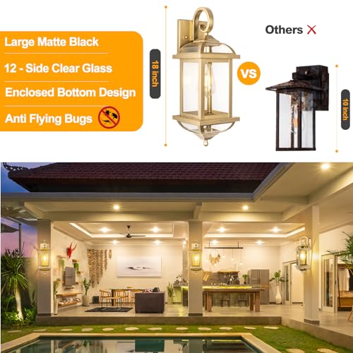 Dusk to Dawn Golden Outdoor Sconces Enclosed Bottom (Gorgeous Golden / Dusk to Dawn Sensor)