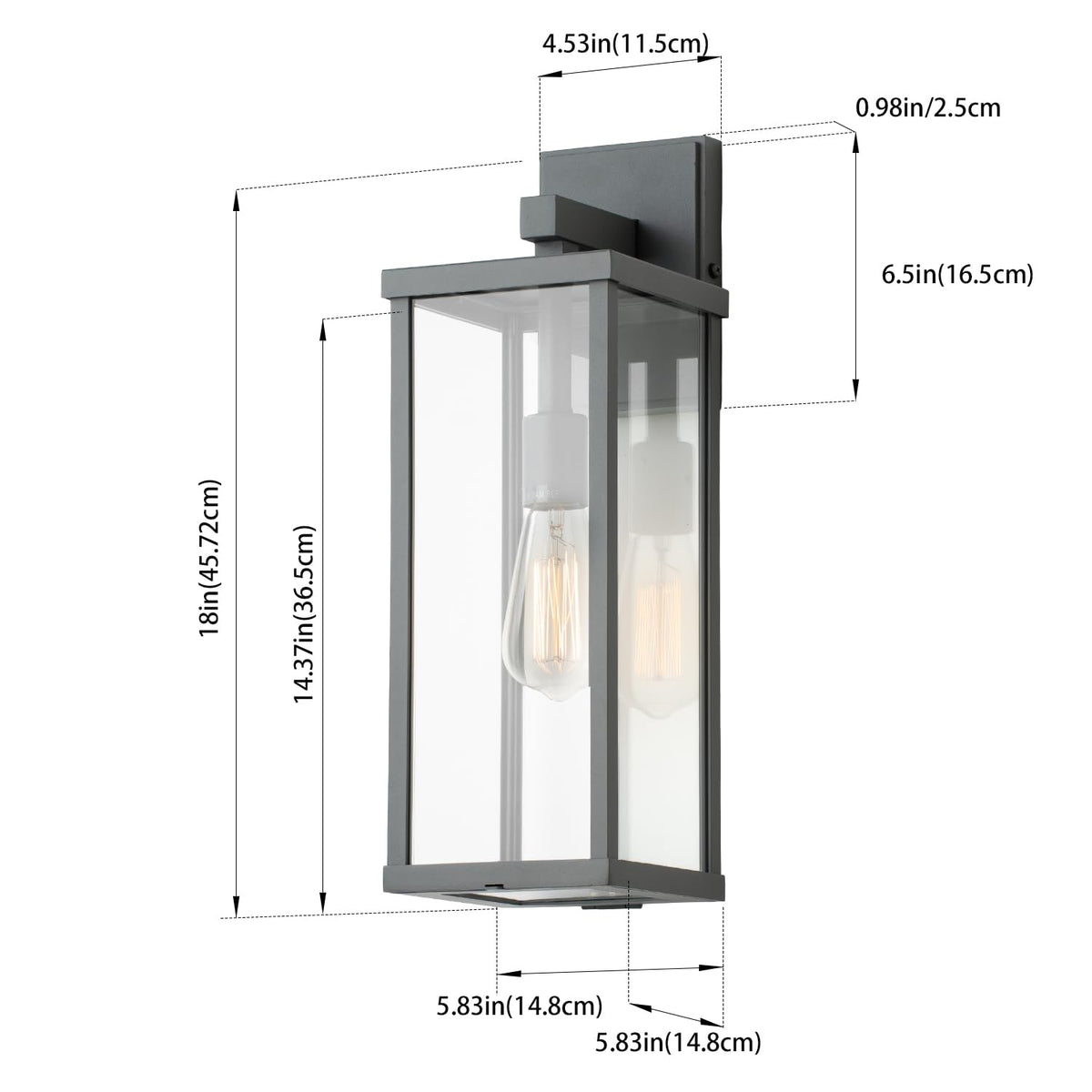 18" Outdoor Wall Sconce (Matte Gray / 18-inch)