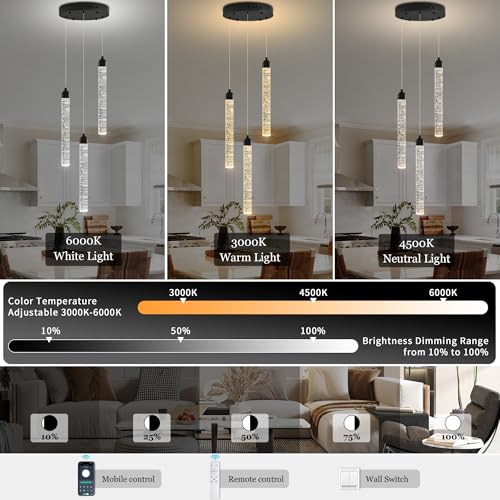 High Ceiling Crystal Staircase Chandelier Pendant Lights Modern Spiral Raindrop Dimmable LED Bubble Cluster Ceiling Hanging Lighting Fixture for Foyer Living Room Remote Control