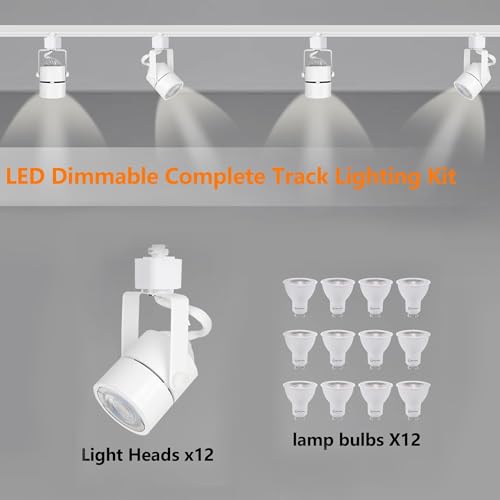 Track Lighting Heads with GU10 3CCT Adjustable White 12 Lights (White)