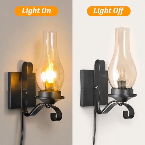 Black Plug in Wall Sconces 2 Pack (2 PACK-1)
