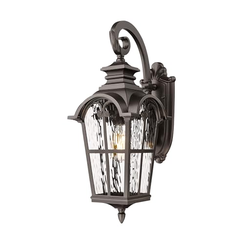 25 Inch Farmhouse Outdoor Wall Sconce Light (ORB - Water Ripple Glass / 24.9 Inch - No Function)