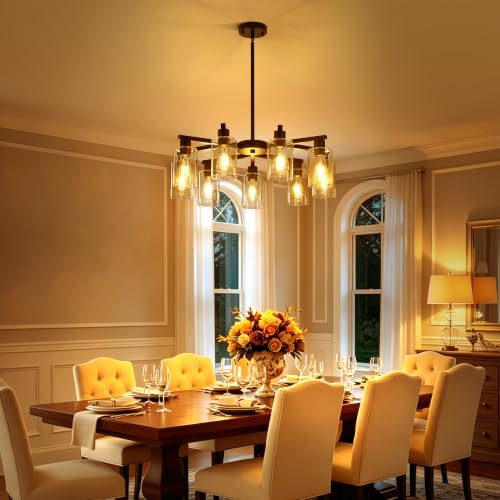 9 Light Black Modern Farmhouse Chandelier (Black / 9-Lights/29.5")