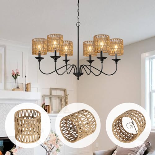 6 Pack Rattan Lamp Shade Mix