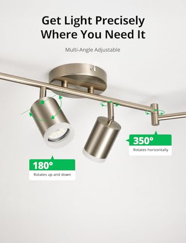 6 Light Nickel Kitchen Track Lighting Fixtures Ceiling Adjustable (Nickel / 6 Light (Ceiling Mount))