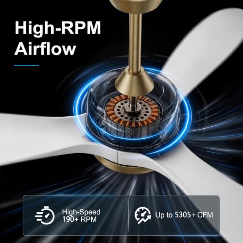 52" Ceiling Fan with Light (White & Gold / 52 Inch)