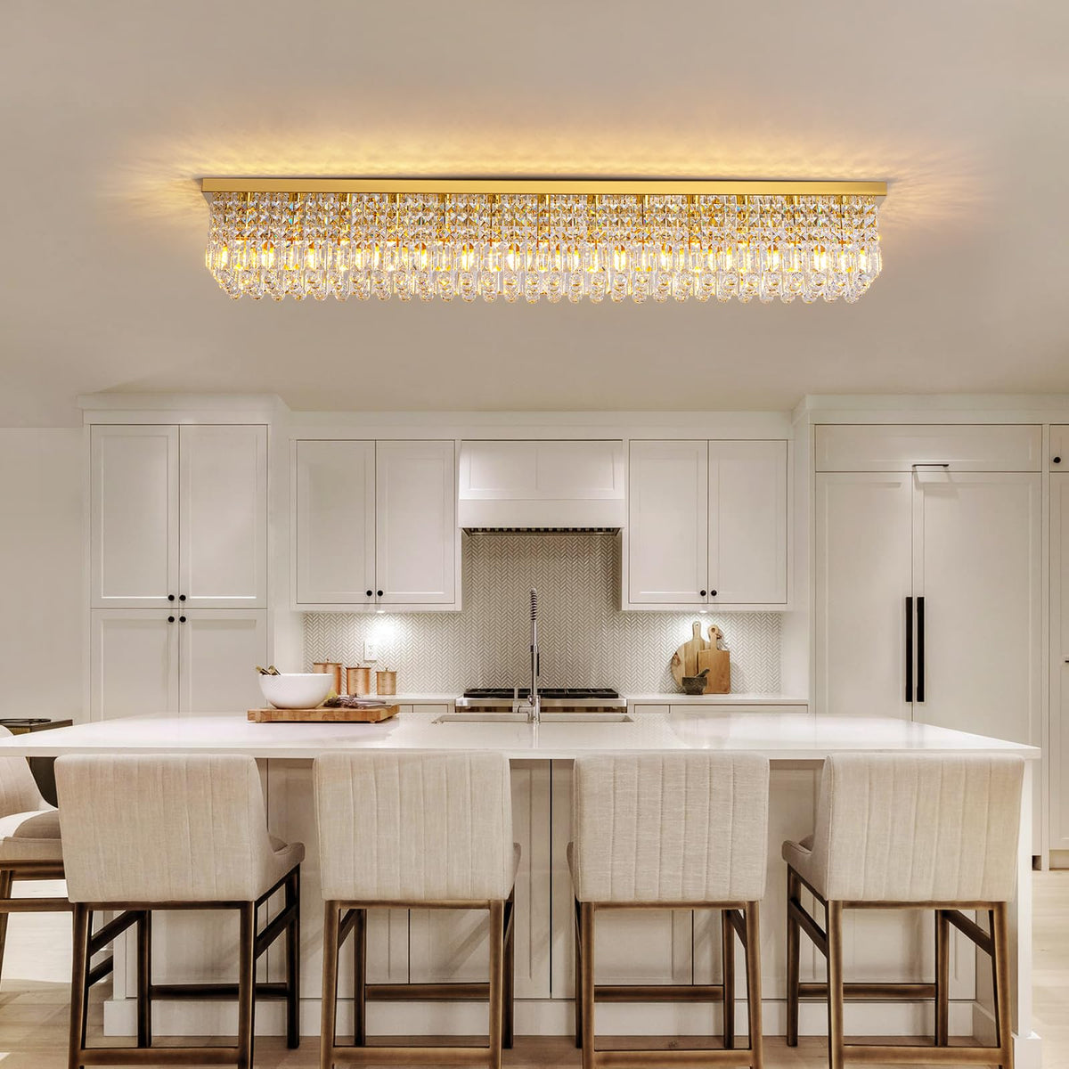 Rectangular Chandelier (Gold(Ceiling) / L59")