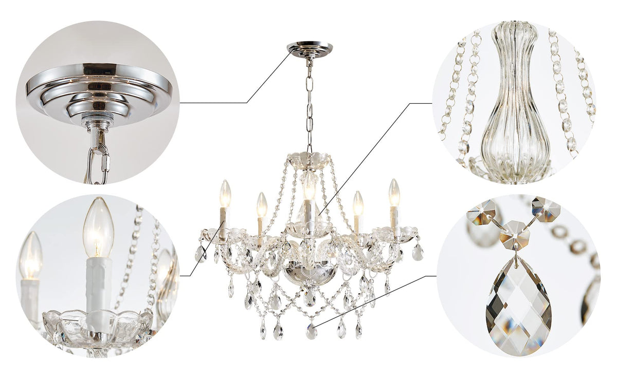 Saint Mossi Modern Contemporary Elegant K9 Crystal Glass Chandelier Pendant Ceiling Lighting Fixture (Clear Crystal / W19" 1 Tier)
