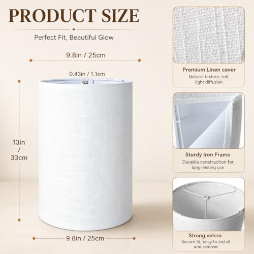 Drum Lamp Shades Set of 2 (White / 10x10x13 inch-2 Pack)