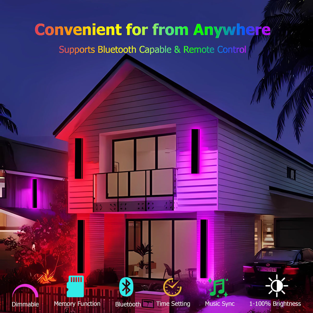 RGB Outdoor Wall Light with Remote & App Control (2pcs-31in)
