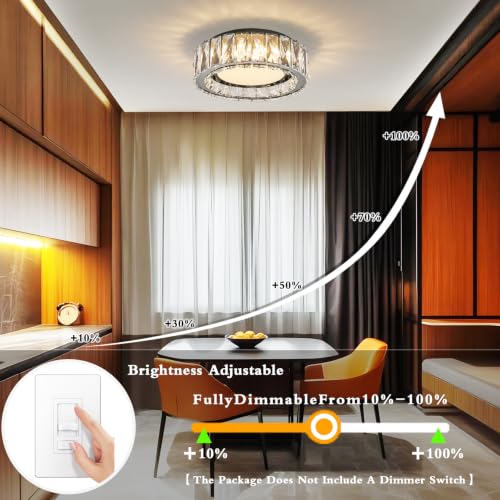 Crystal Dimmable Flush Mount Ceiling Light