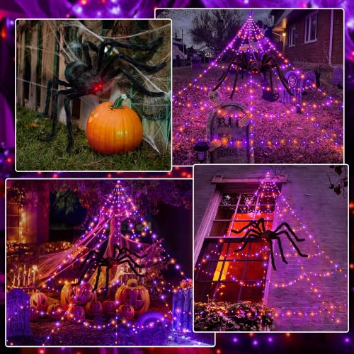 Halloween Web Lights with Spiders